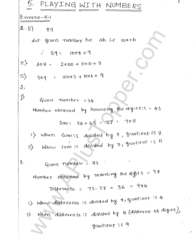 ML Aggarwal ICSE Solutions for Class 8 Maths Chapter 5 Playing with Numbers 1