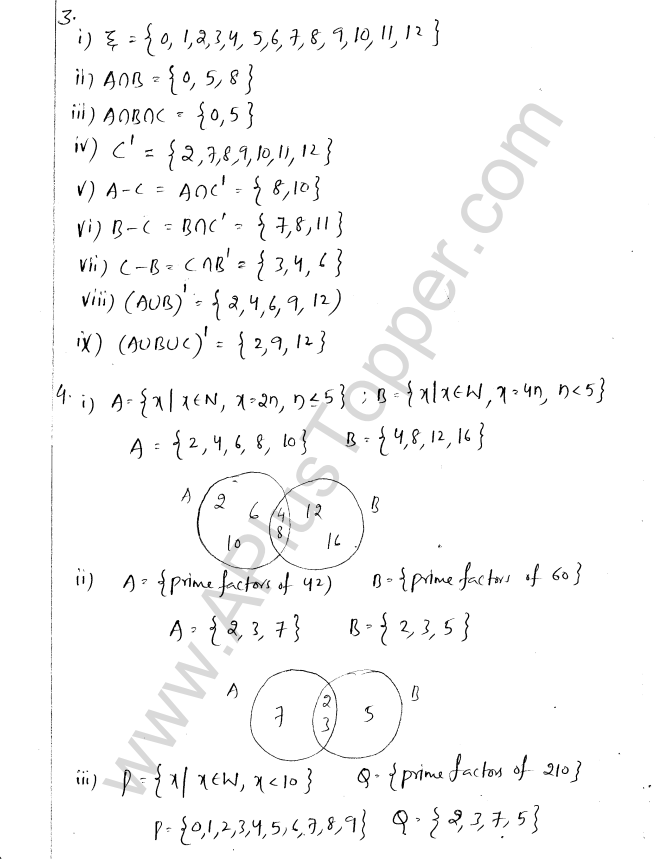 ML Aggarwal ICSE Solutions for Class 8 Maths Chapter 6 Operation on sets Venn Diagrams 9