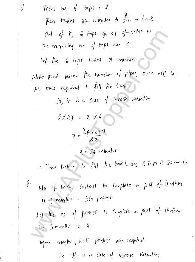ML Aggarwal ICSE Solutions for Class 8 Maths Chapter 9 Direct and Inverse Variation 11