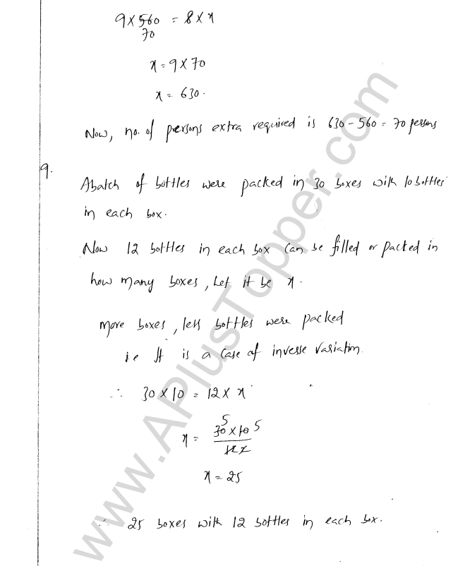 ML Aggarwal ICSE Solutions for Class 8 Maths Chapter 9 Direct and Inverse Variation 12