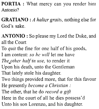Merchant of Venice Workbook Answers Act IV, Scene I 20