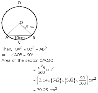RS Aggarwal Solutions Class 10 Chapter 18 Areas of Circle, Sector and Segment 9a 72.1