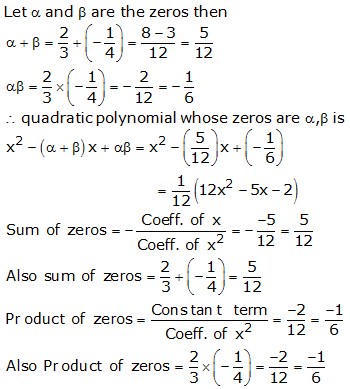 RS Aggarwal Solutions Class 10 Chapter 2 Polynomials 2a 11.1