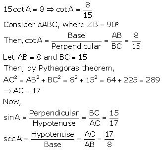 RS Aggarwal Solutions Class 10 Chapter 5 Trigonometric Ratios 7.2