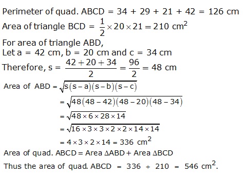 RS Aggarwal Solutions Class 9 Chapter 7 Areas 7a 20.1
