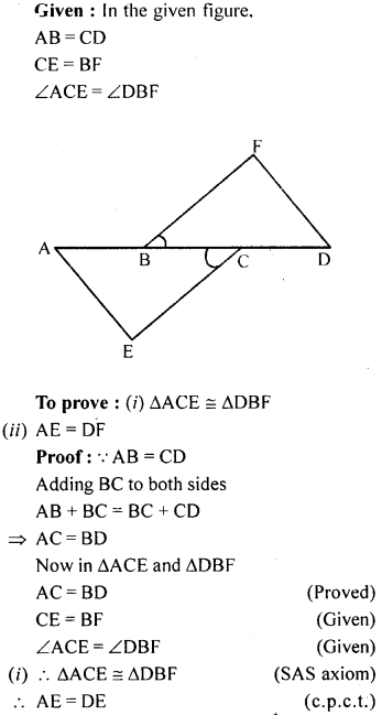 ML Aggarwal Class 9 Solutions for ICSE Maths Chapter 10 Triangles Q9.1
