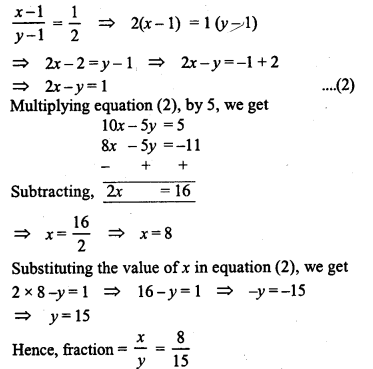 ML Aggarwal Class 9 Solutions for ICSE Maths Chapter 6 Problems on Simultaneous Linear Equations Q11.2