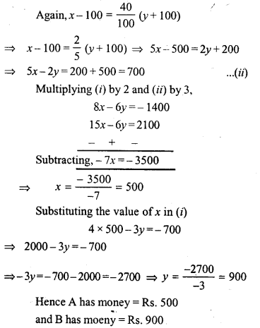 ML Aggarwal Class 9 Solutions for ICSE Maths Chapter 6 Problems on Simultaneous Linear Equations Q23.2