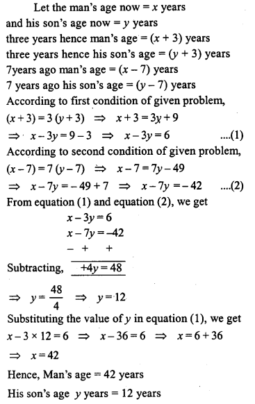 ML Aggarwal Class 9 Solutions for ICSE Maths Chapter 6 Problems on Simultaneous Linear Equations ch Q5.1
