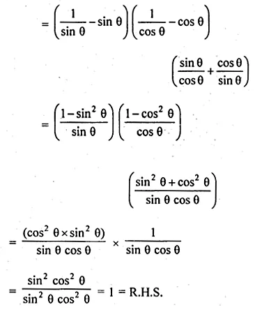 ML Aggarwal Class 10 Solutions for ICSE Maths Chapter 19 Trigonometric Identities Chapter Test Q5.2
