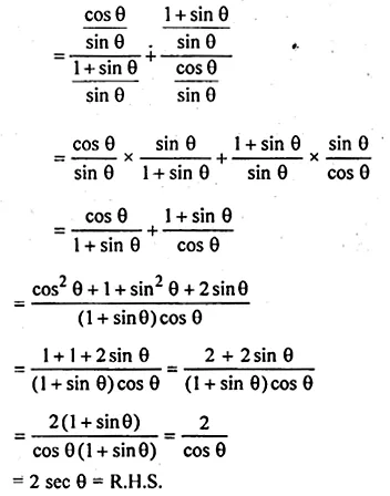ML Aggarwal Class 10 Solutions for ICSE Maths Chapter 19 Trigonometric Identities Chapter Test Q6.2