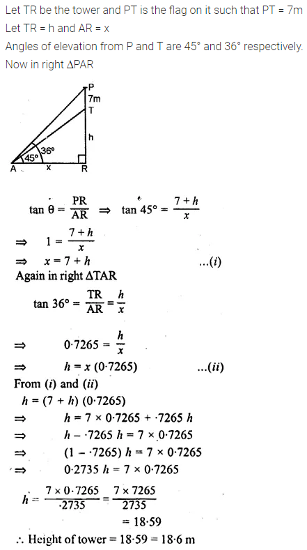 ML Aggarwal Class 10 Solutions for ICSE Maths Chapter 21 Heights and Distances Chapter Test Q3.1
