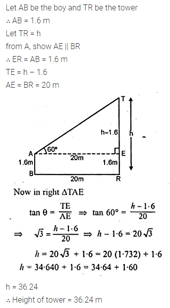 ML Aggarwal Class 10 Solutions for ICSE Maths Chapter 21 Heights and Distances Chapter Test Q4.1