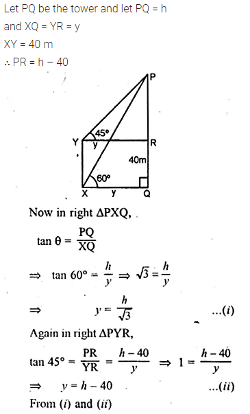 ML Aggarwal Class 10 Solutions for ICSE Maths Chapter 21 Heights and Distances Chapter Test Q6.2