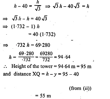 ML Aggarwal Class 10 Solutions for ICSE Maths Chapter 21 Heights and Distances Chapter Test Q6.3
