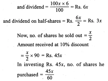 ML Aggarwal Class 10 Solutions for ICSE Maths Chapter 4 Shares and Dividends Chapter Test Q6.1