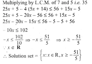 ML Aggarwal Class 10 Solutions for ICSE Maths Chapter 5 Linear Inequations Chapter Test Q5.1