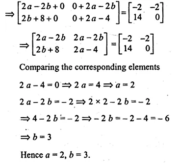 ML Aggarwal Class 10 Solutions for ICSE Maths Chapter 9 Matrices Chapter Test Q12.1