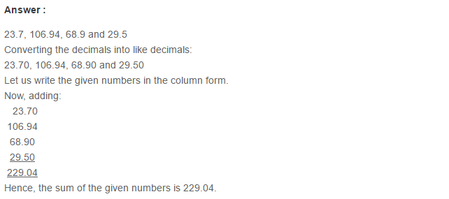 Decimals RS Aggarwal Class 6 Maths Solutions Exercise 7C 2.1