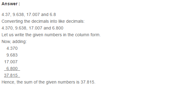 Decimals RS Aggarwal Class 6 Maths Solutions Exercise 7C 7.1