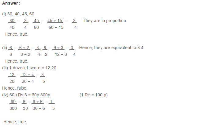 Ratio Proportion and Unitary Method RS Aggarwal Class 6 Maths Solutions CCE Test Paper 19.1