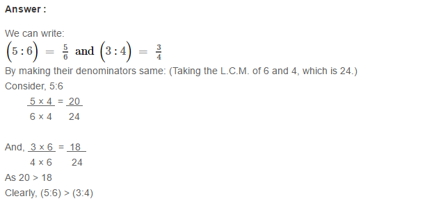 Ratio Proportion and Unitary Method RS Aggarwal Class 6 Maths Solutions CCE Test Paper 4.1