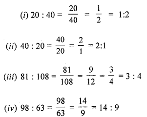 ML Aggarwal Class 6 Solutions for ICSE Maths Chapter 8 Ratio and Proportion Ex 8.1 1