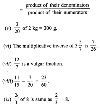 ML Aggarwal Class 7 Solutions for ICSE Maths Chapter 2 Fractions and Decimals Objective Type Questions 2.1