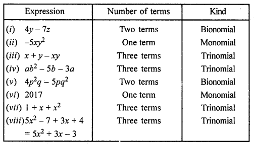 ML Aggarwal Class 7 Solutions for ICSE Maths Chapter 8 Algebraic Expressions Ex 8.1 Q13.1