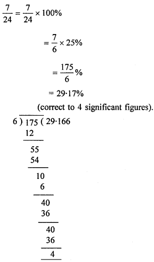 ML Aggarwal Class 8 Solutions for ICSE Maths Chapter 7 Percentage Check Your Progress Q1.1