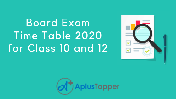 Board Exam Time Table 2020