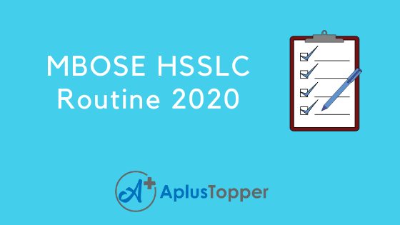 MBOSE HSSLC Routine 2020