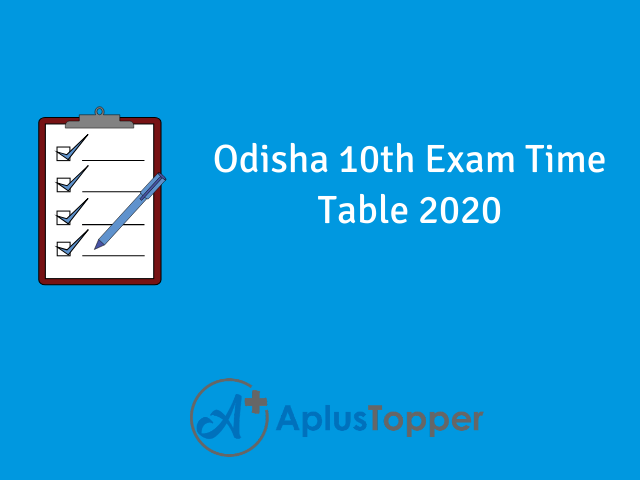 Odisha 10th Exam Time Table