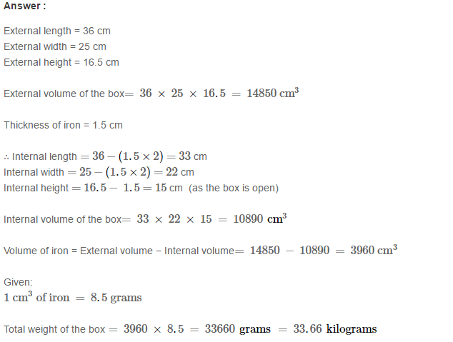 Volume and Surface Area of Solids RS Aggarwal Class 8 Solutions Ex 20A 21.1