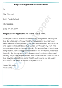 Leave Application for Fever | How To Write Leave Application for Fever
