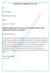 Leave Application for Fever | How To Write Leave Application for Fever