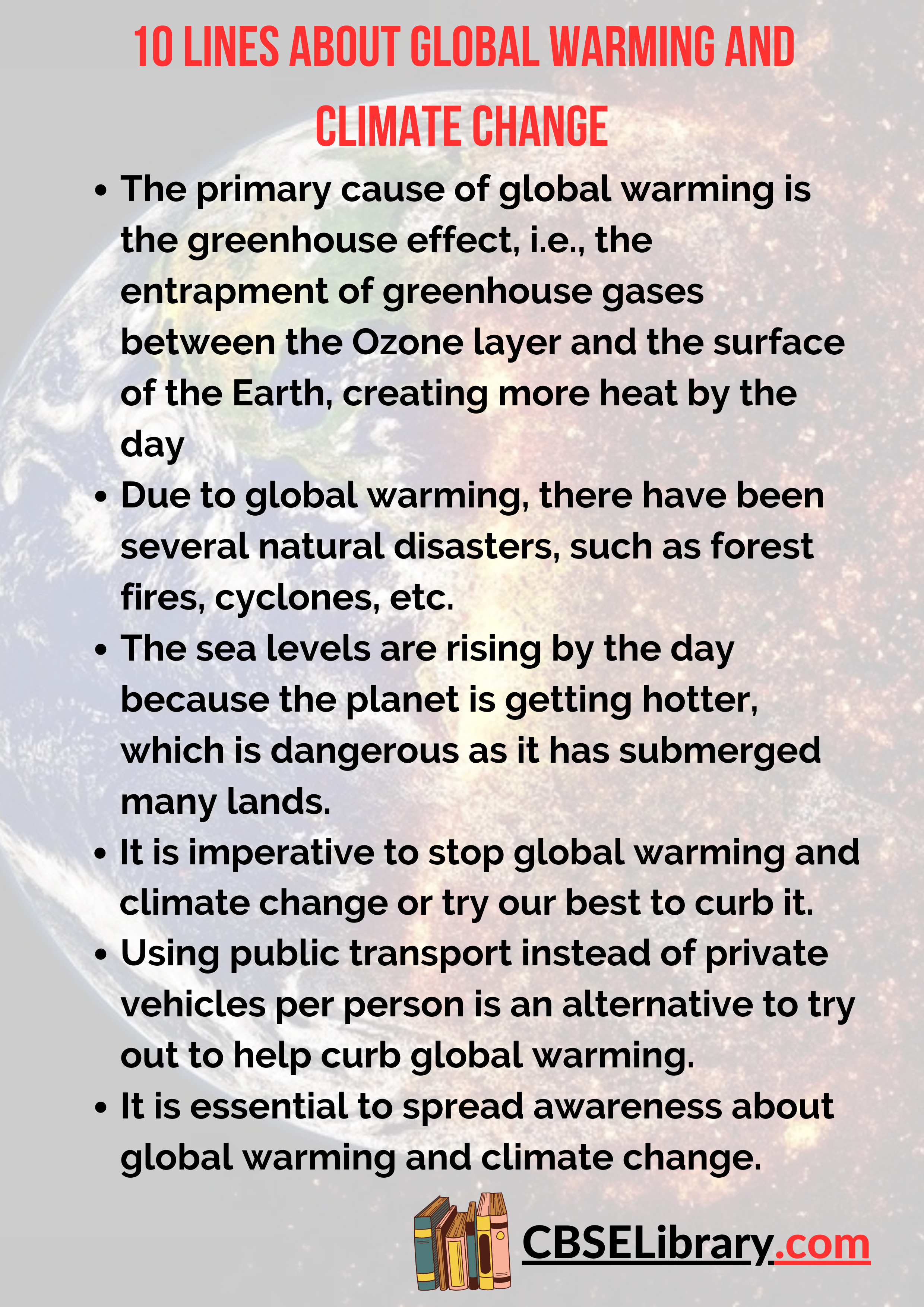 10 Lines About Global Warming and Climate Change