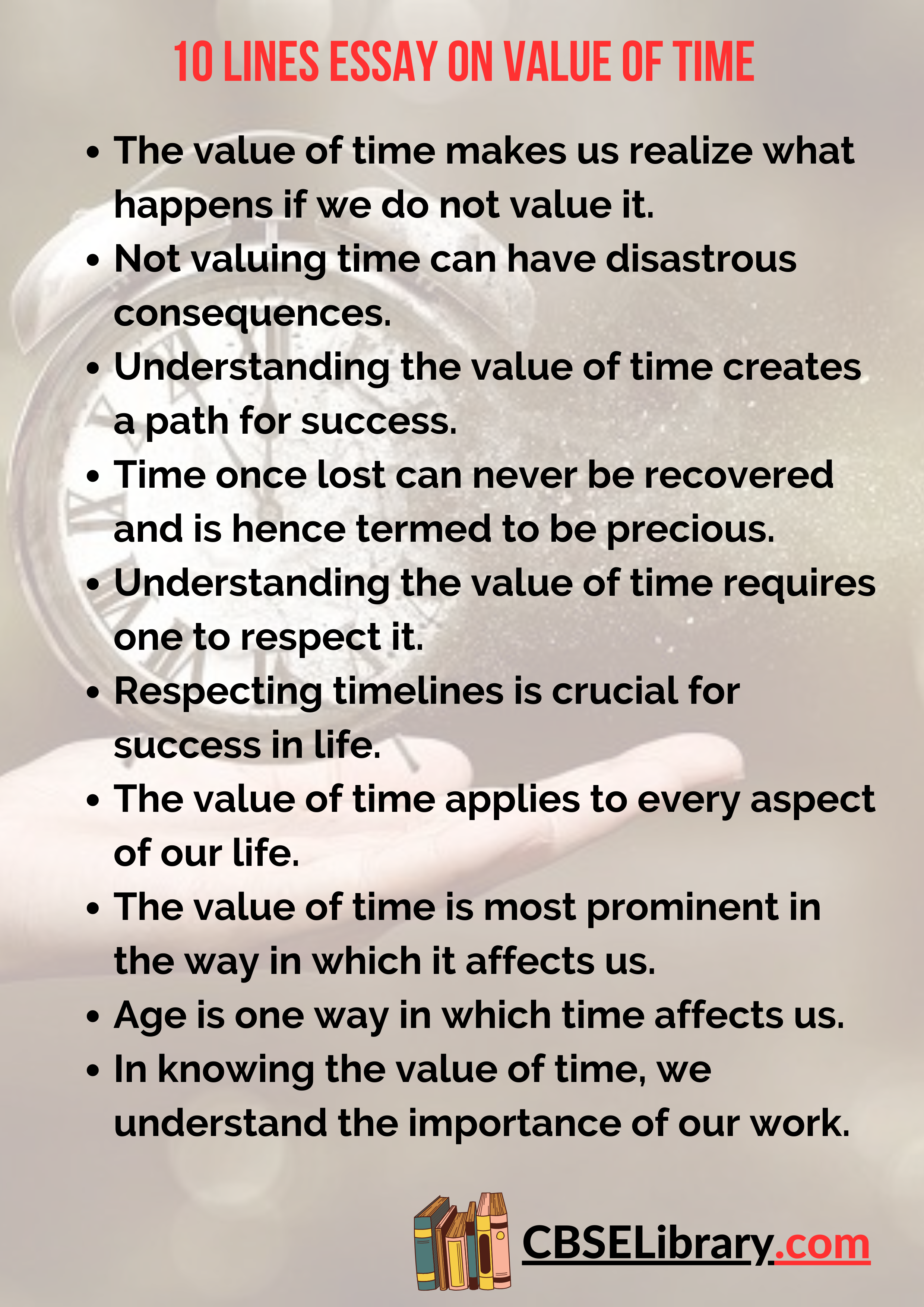 10 Lines Essay on Value of Time