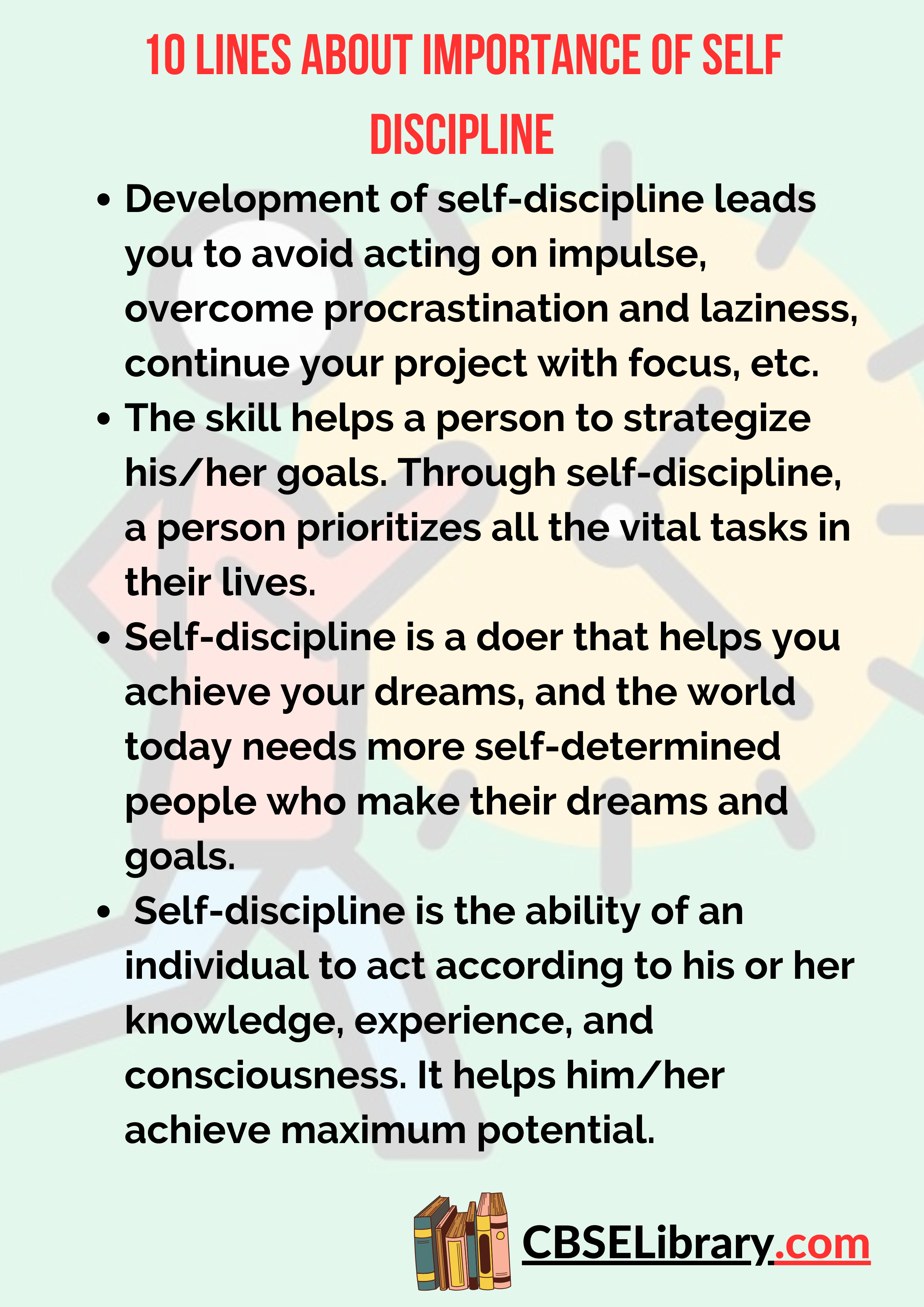 10 Lines about Importance of Self Discipline