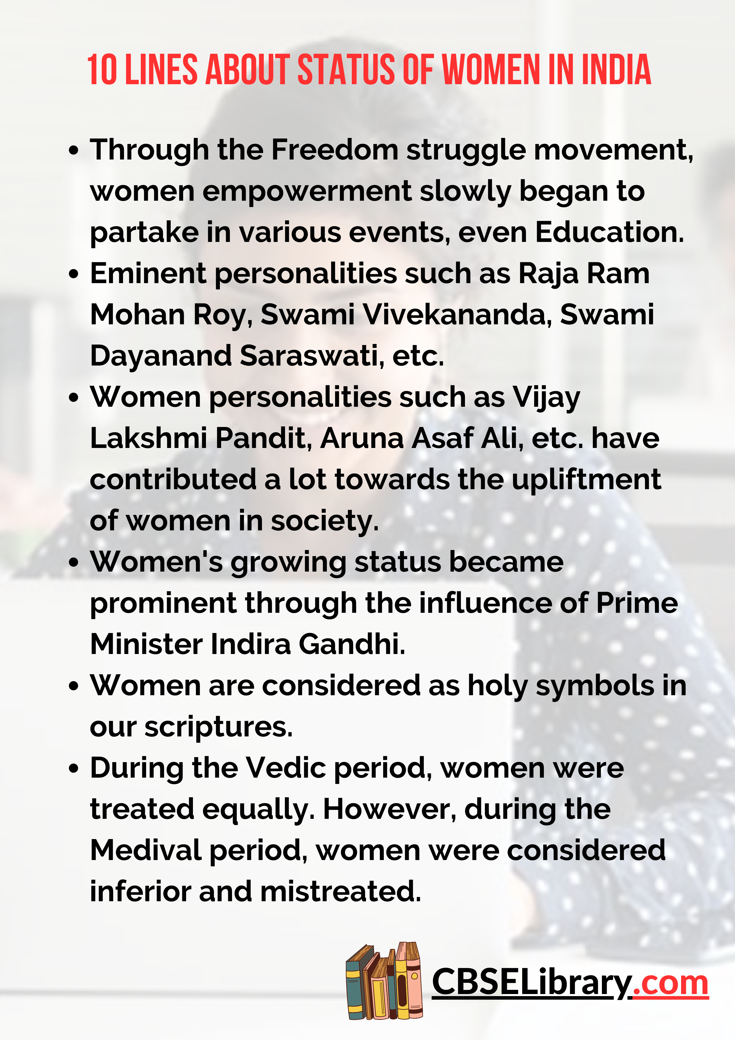 10 Lines about Status of Women in India