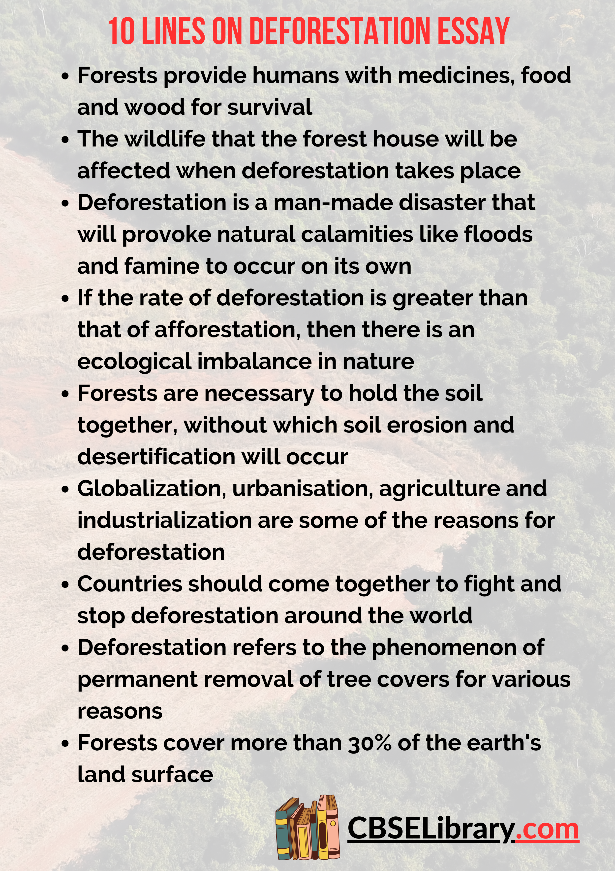 10 Lines on Deforestation Essay