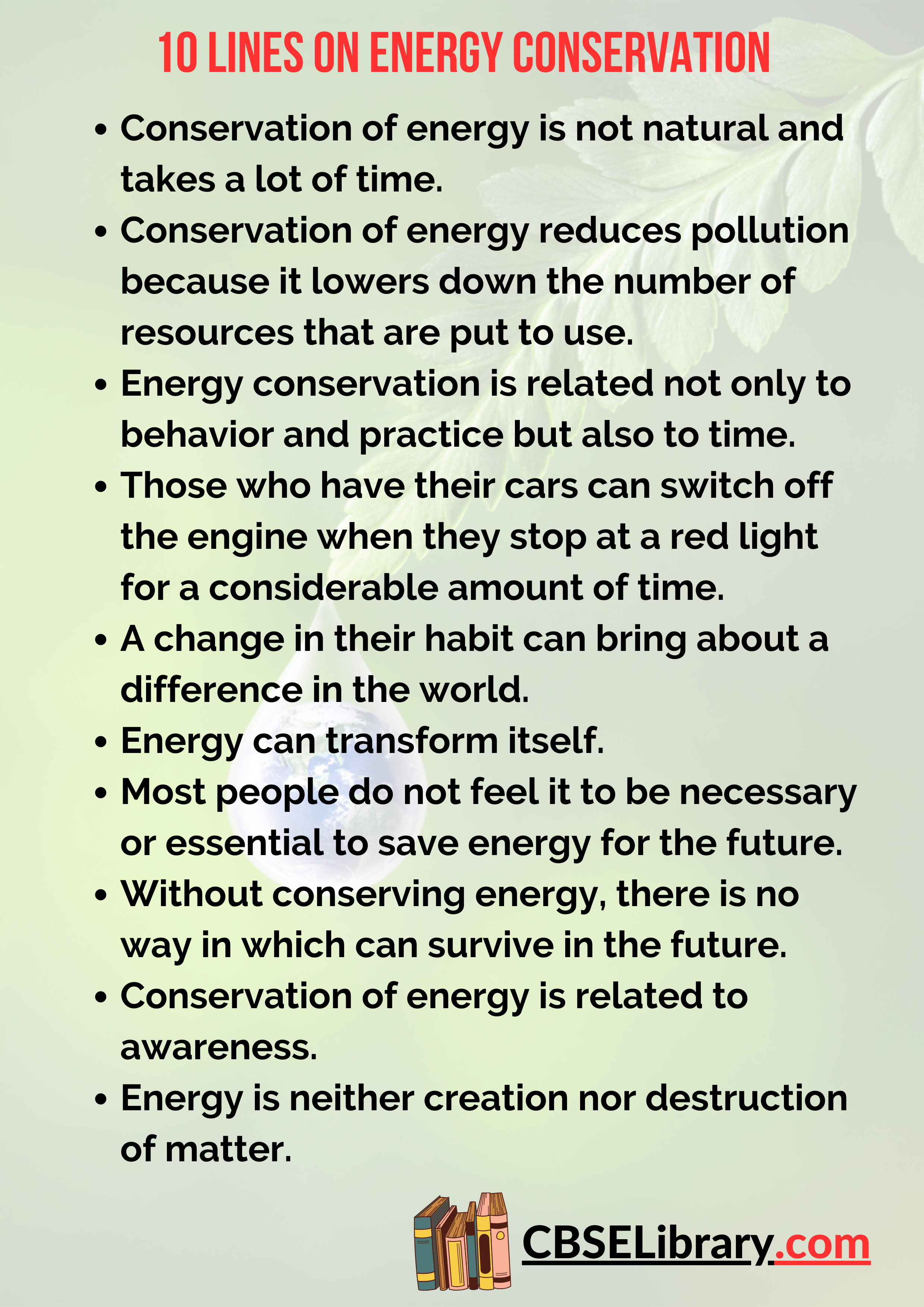 10 Lines on Energy Conservation