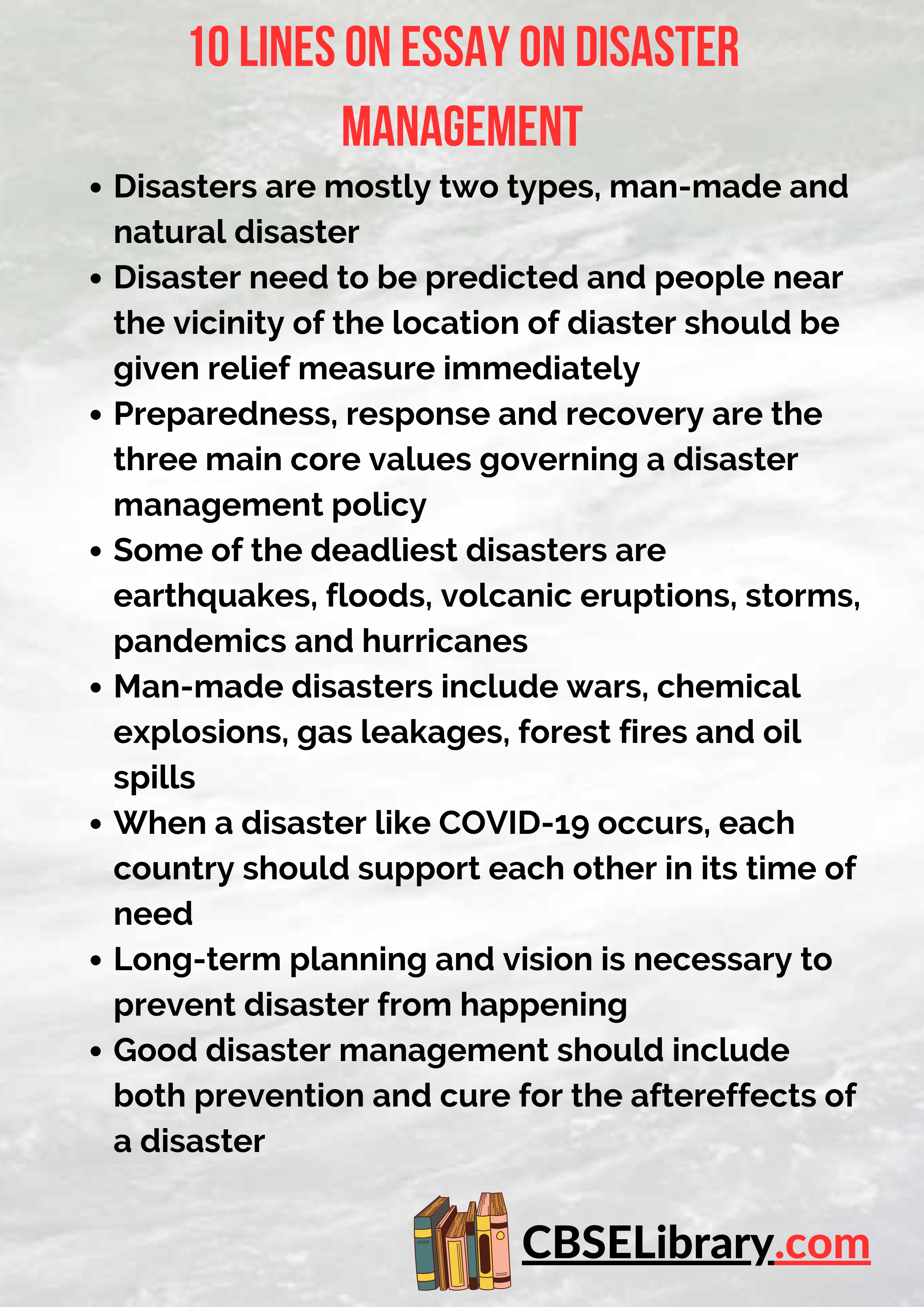 10 Lines on Essay on Disaster Management