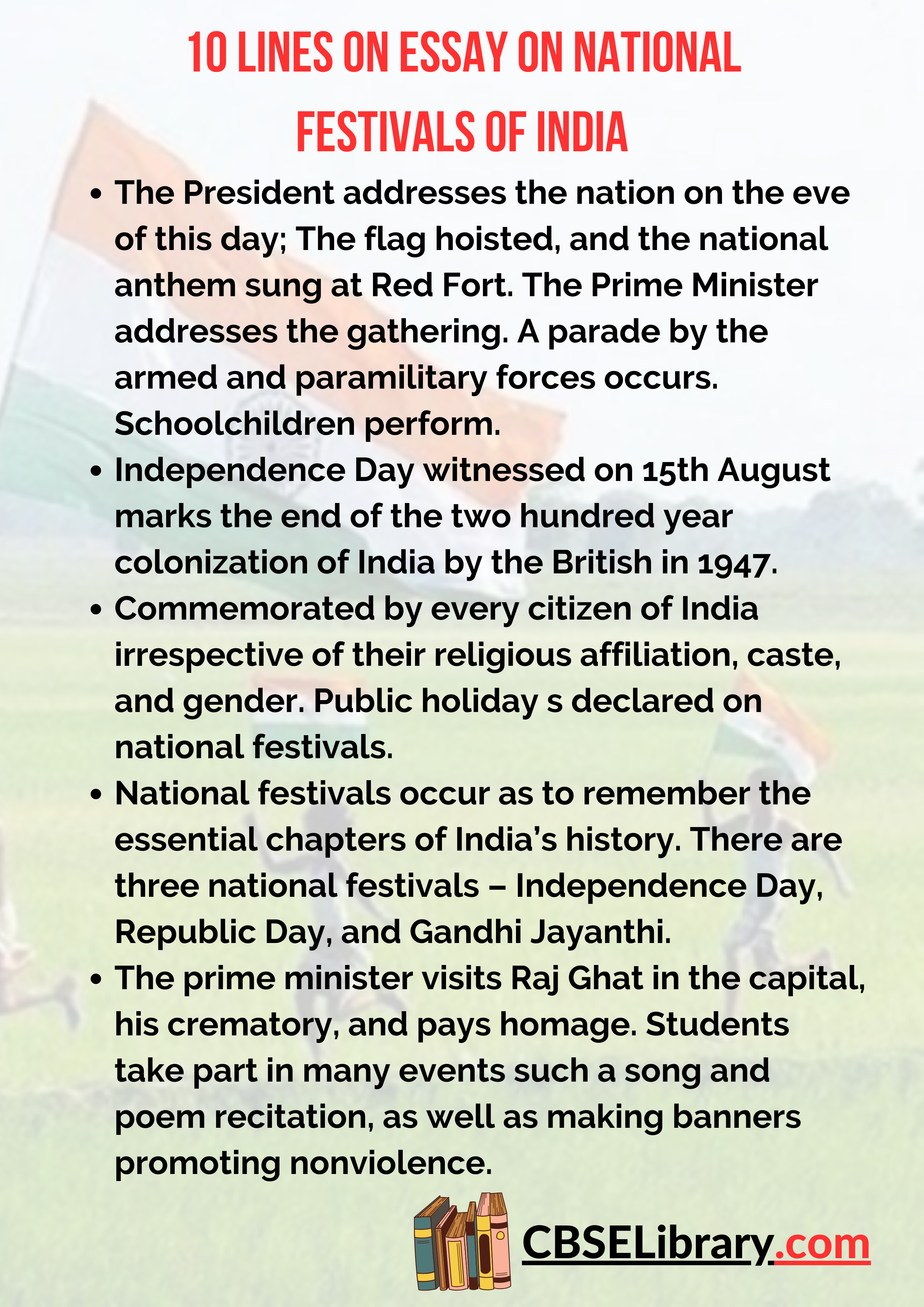 10 Lines on Essay on National Festivals of India