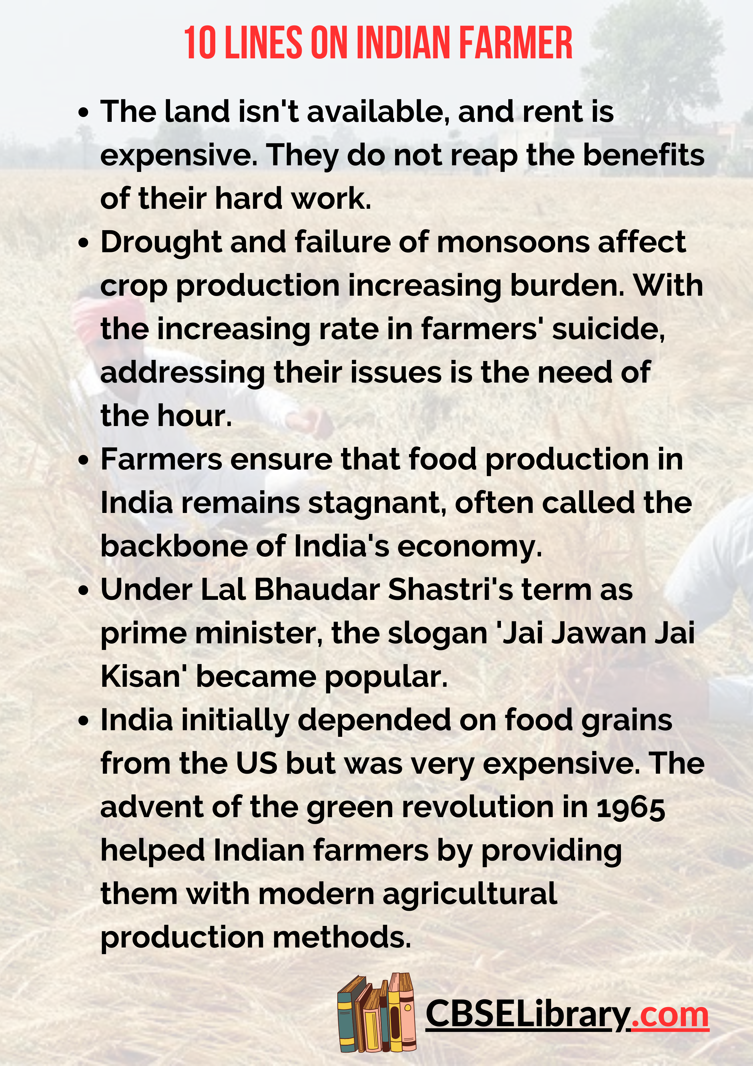 10 Lines on Indian Farmer