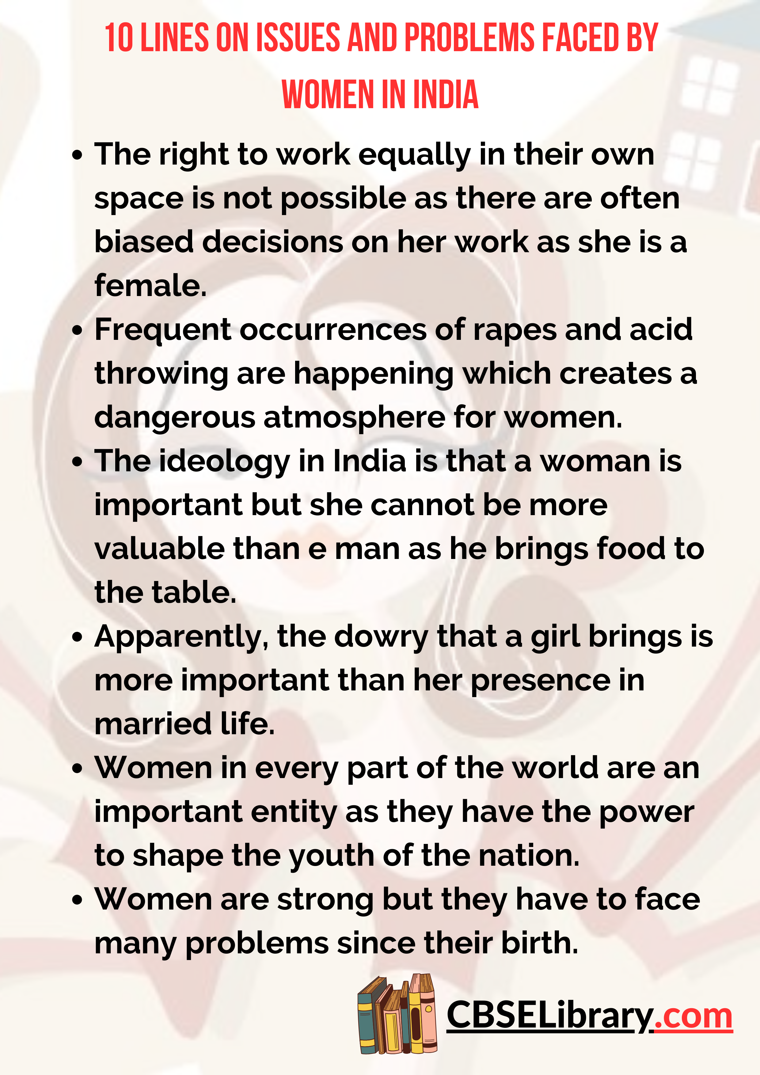 10 Lines on Issues and Problems Faced by Women in India