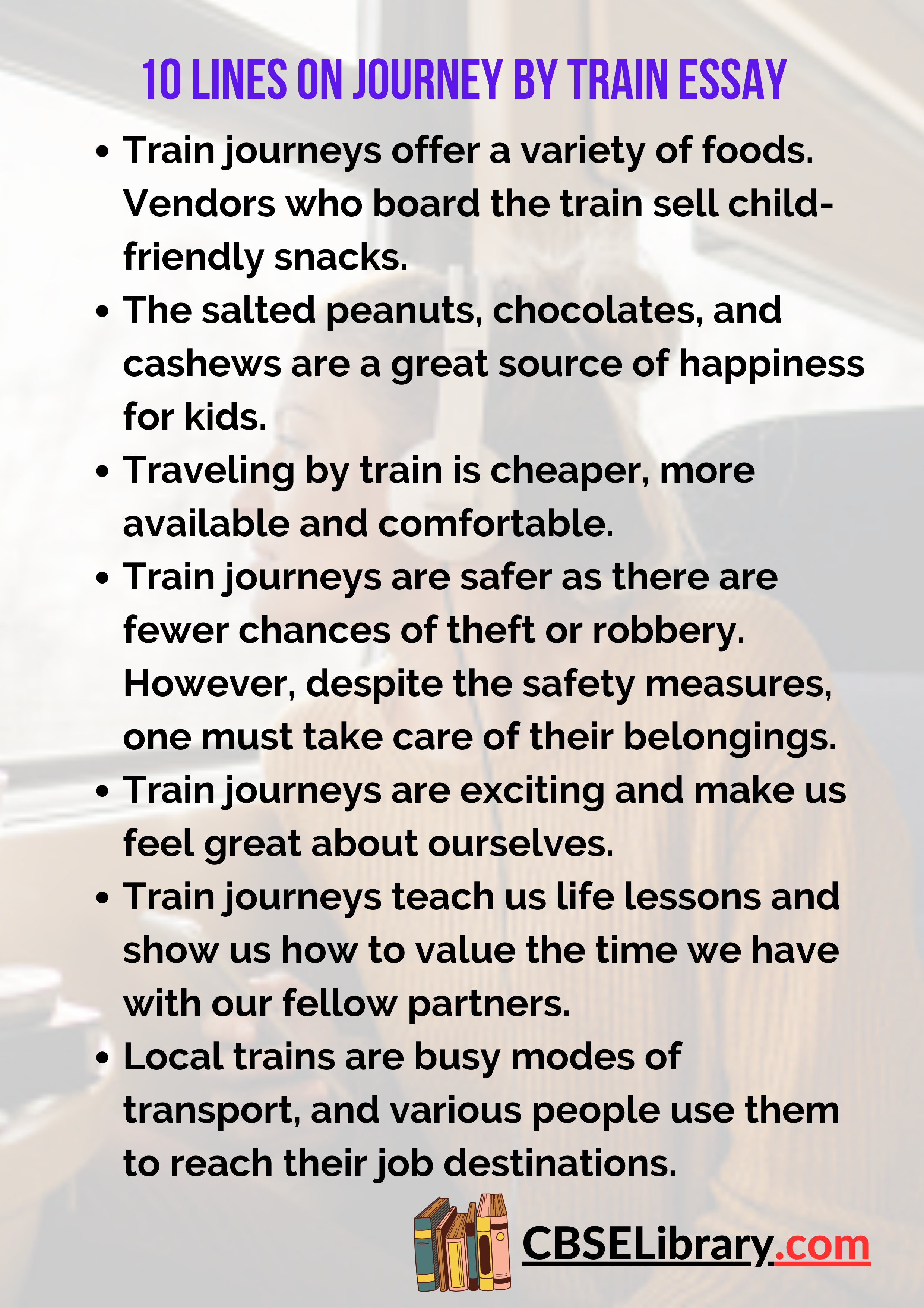 10 Lines on Journey by Train Essay
