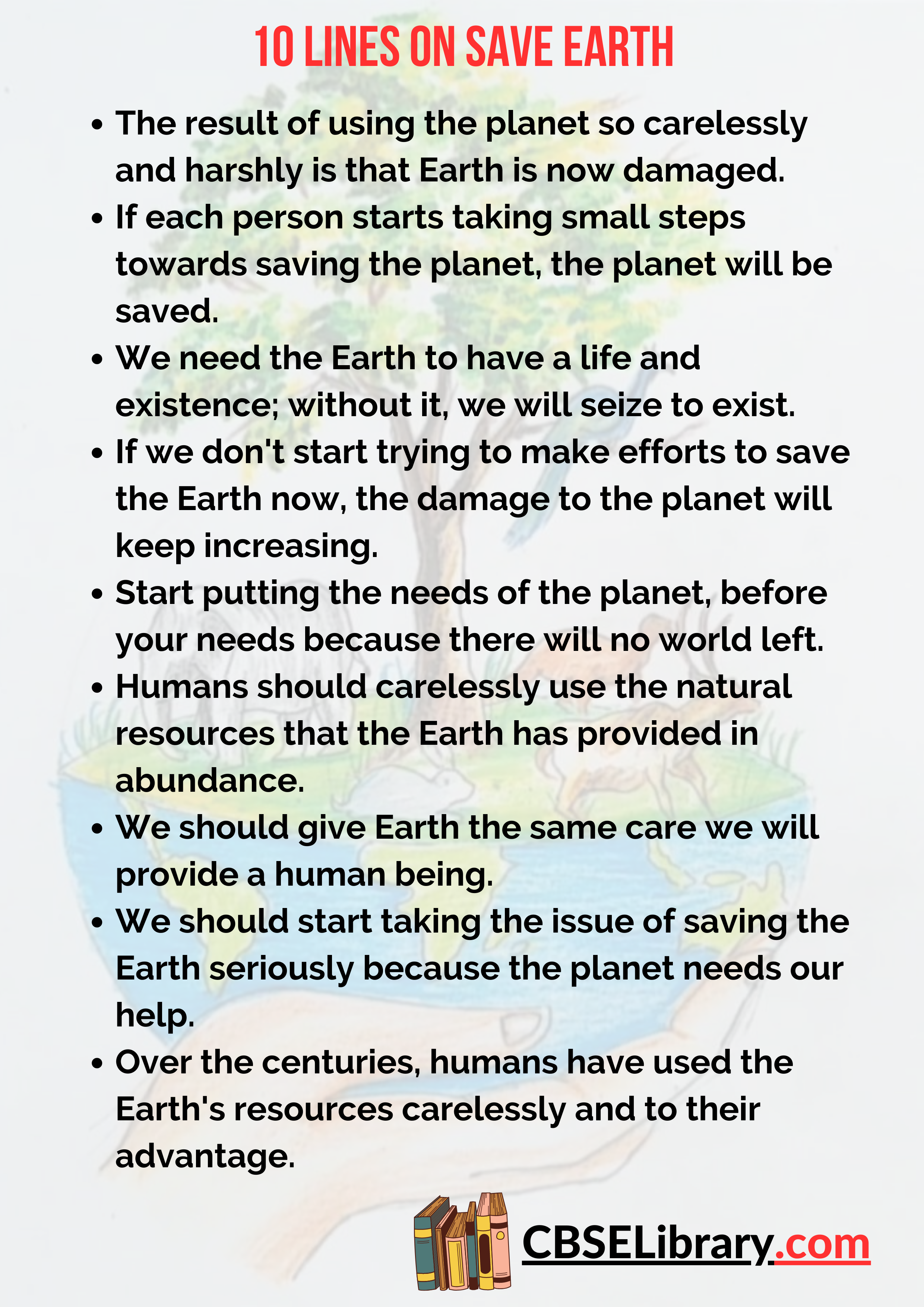 10 Lines on Save Earth