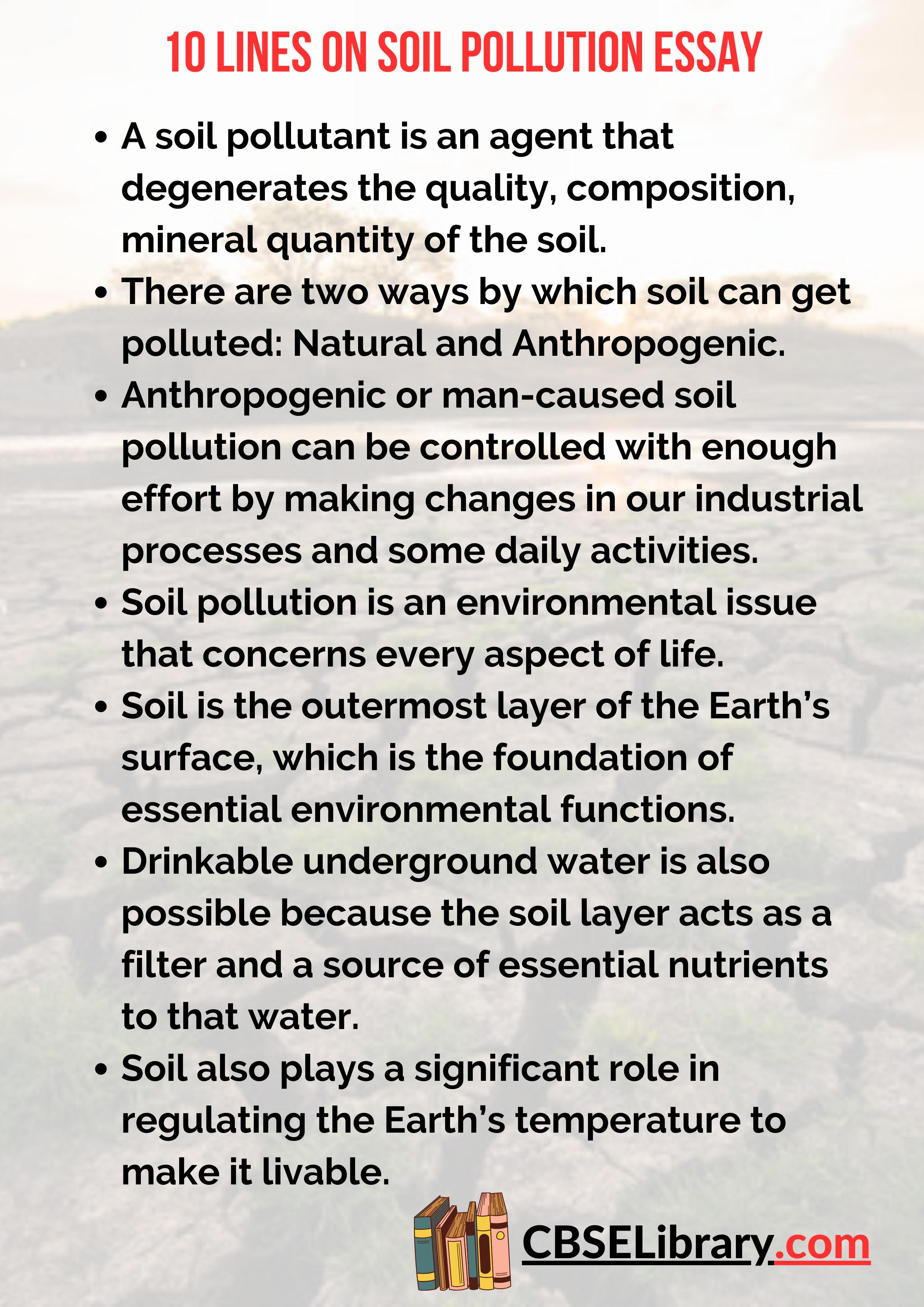 10 Lines on Soil Pollution Essay