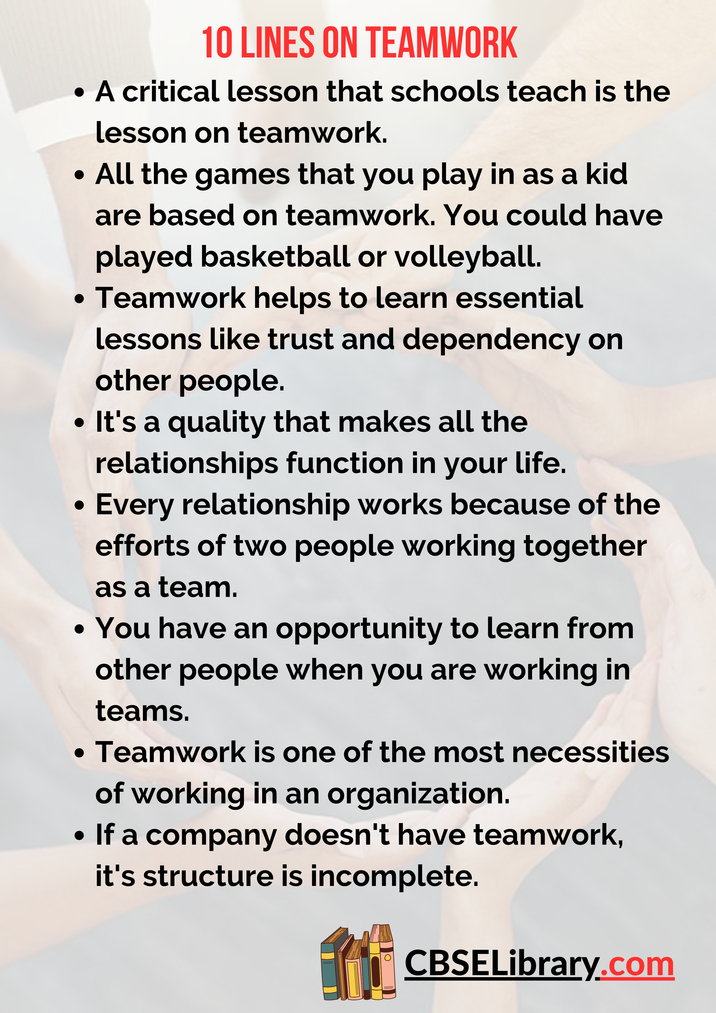 10 Lines on Teamwork
